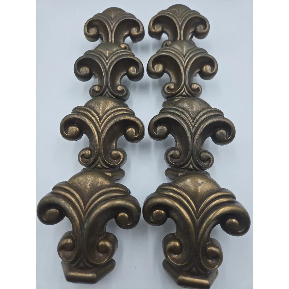 8 Buffet Drawer Door Pull Large Vintage Brass MCM Gothic Credenza‎ 50mm